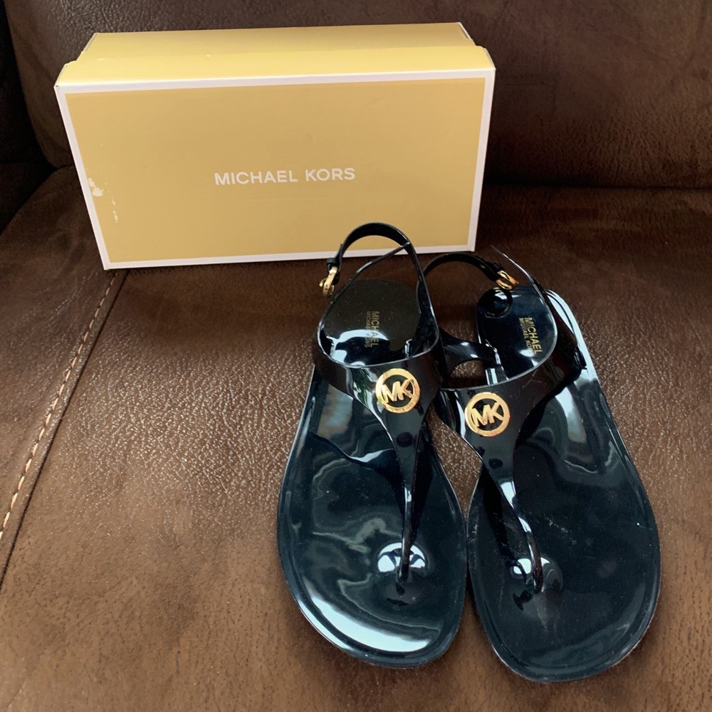 Michael Kors Black Logo Jelly Sandals